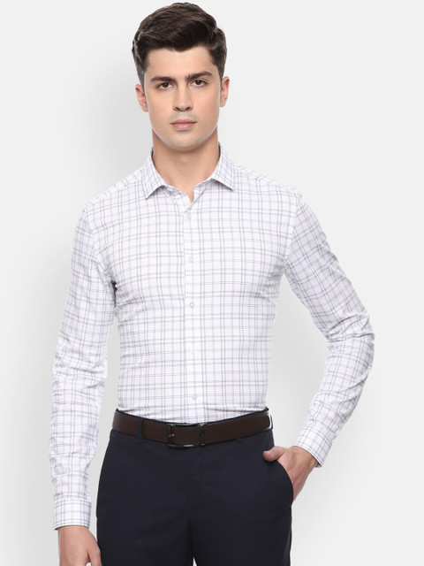 

Louis Philippe Men White Slim Fit Checked Casual Shirt