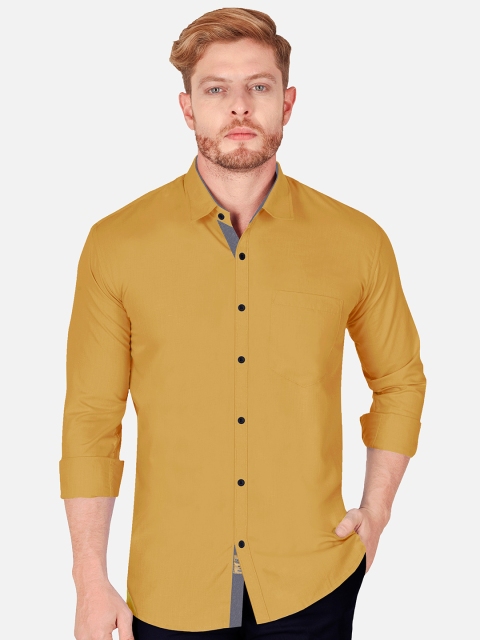 VeBNoR Men Yellow Slim Fit Casual Shirt