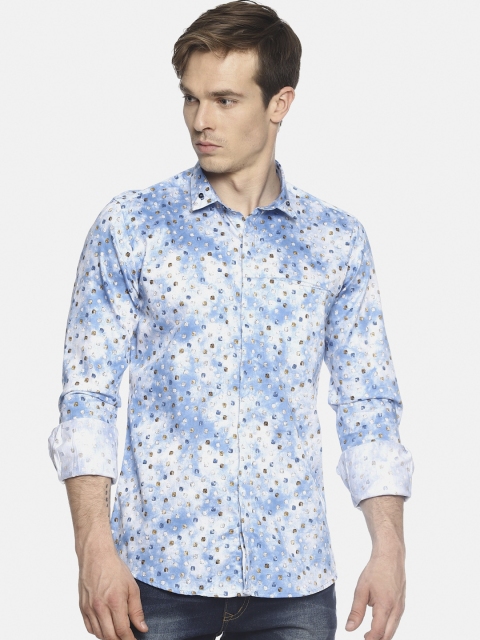 

COUPER & COLL Men Blue Printed Casual Shirt