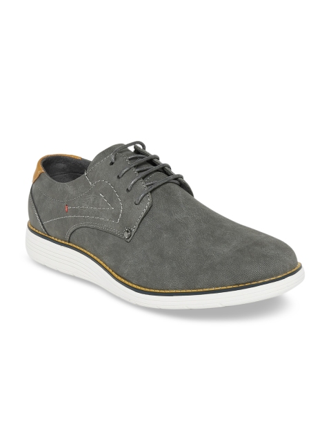

BYFORD by Pantaloons Men Grey Textured Leather Derbys