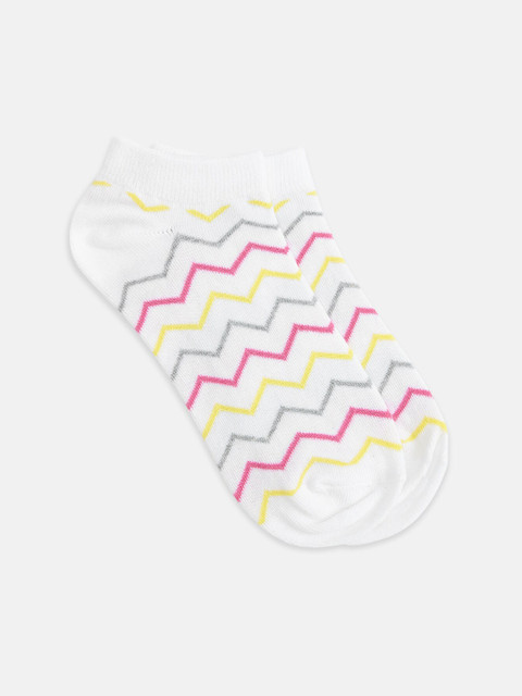 

Honey by Pantaloons Women White & Pink Striped Ankle-Length Socks