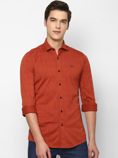 

Allen Solly Men Rust Red Slim Fit Checked Casual Shirt