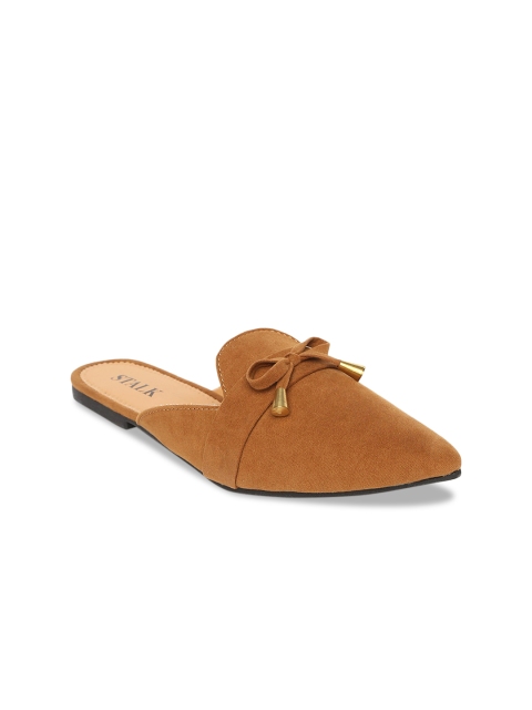 

STALK Women Brown Mules with Bows Flats