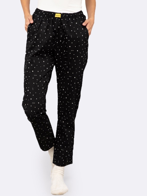 

Bewakoof Women Black & White Printed Cotton Lounge Pants