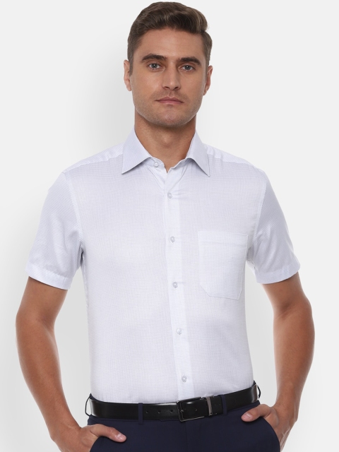 

Louis Philippe Men White Checked Formal Shirt