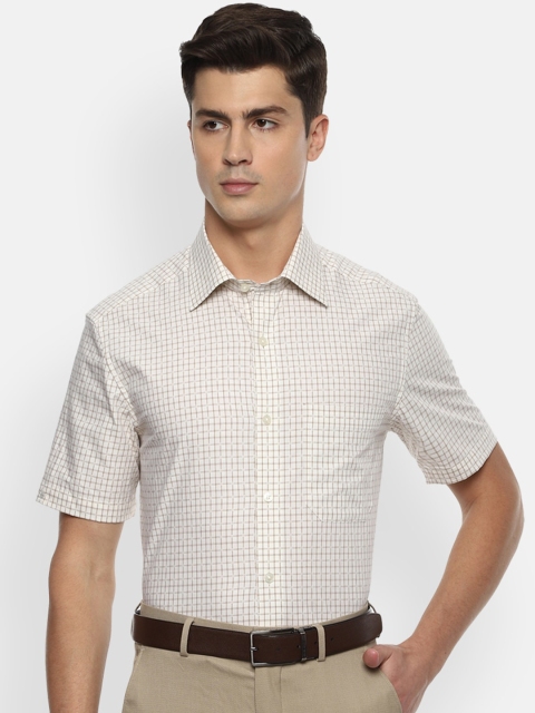 

Louis Philippe Men Cream Checked Formal Shirt