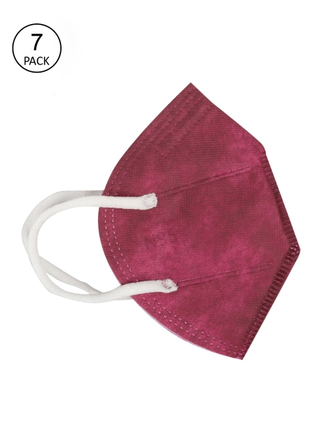 

Fashitale Adult Pack Of 7 Maroon 5-Ply Reusable Protective N-95 Face Masks