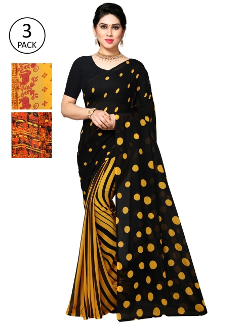 

KALINI Pack of 3 Printed Poly Georgette Saree, Multi
