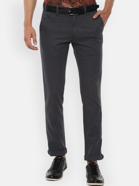 

V Dot Men Grey Self-Design Slim Fit Regular Trousers