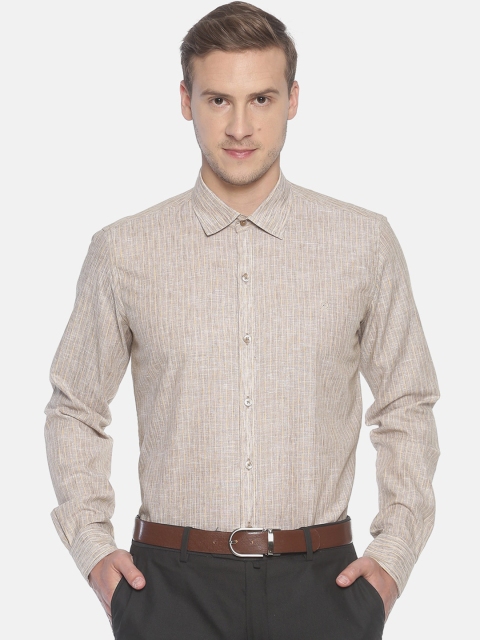 

COUPER & COLL Men Brown Slim Fit Striped Semi Formal Shirt