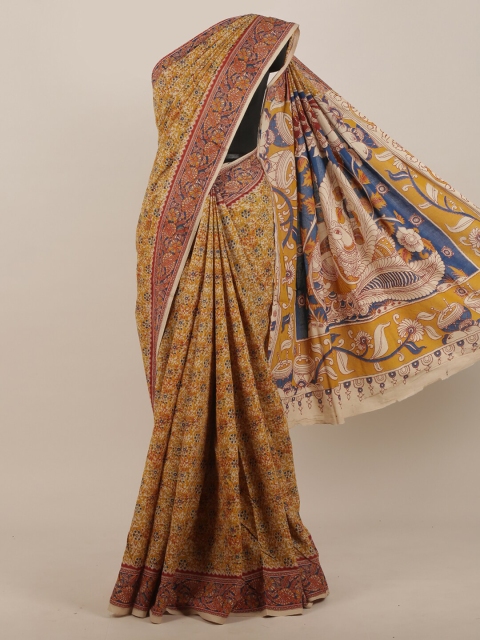 

Pothys Yellow & Beige Kalamkari Saree