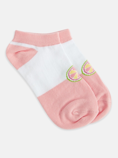 

Honey by Pantaloons Women White & Pink Patterned Ankle-Length Socks