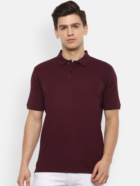 

Louis Philippe Men Maroon Polo Collar Cotton Pure Cotton T-shirt