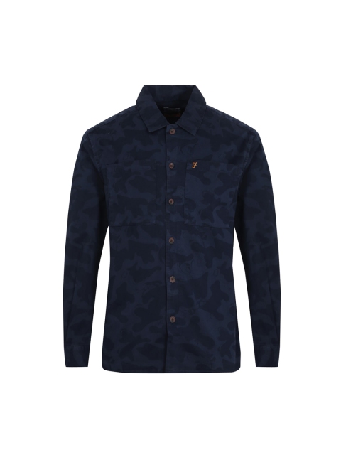 

Farah Men Navy Blue & Black Camouflage Printed Solid Casual Shirt