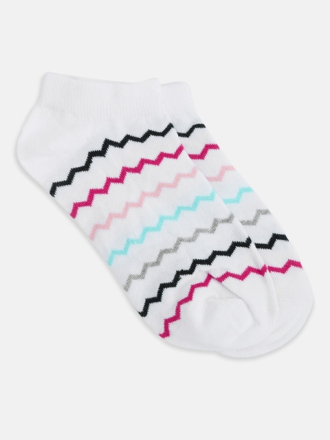 

Honey by Pantaloons Women White & Pink Striped Ankle-Length Socks