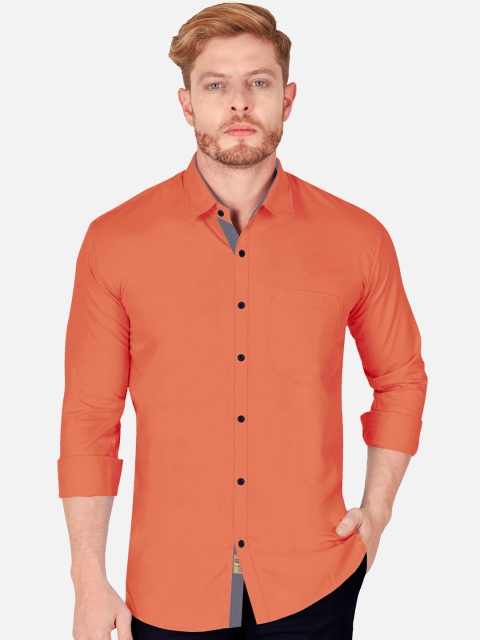 

VeBNoR Men Orange Slim Fit Casual Shirt