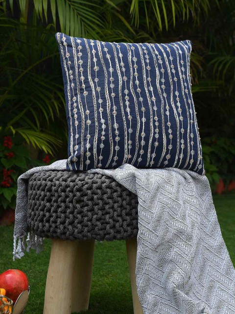 

Amoliconcepts Blue & White Embroidered Square Cushion Covers