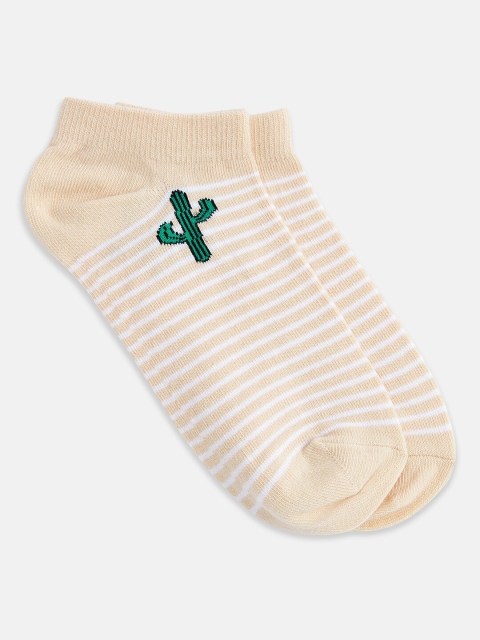 

Honey by Pantaloons Women Beige Striped Ankle-Length Socks