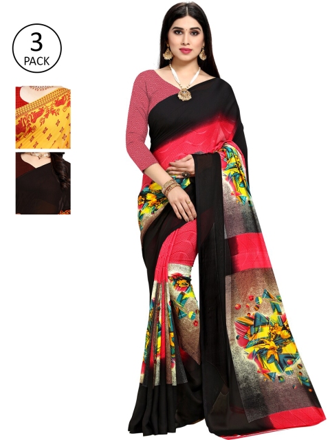 

KALINI Yellow & Red Ethnic Motifs Pack of 3 Saree