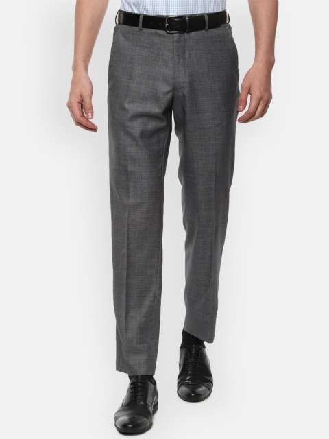 

Van Heusen Men Grey Textured Slim Fit Formal Trousers