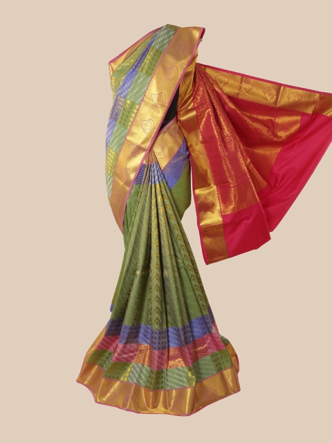 

Pothys Green & Pink Woven Design Zari Pure Silk Saree