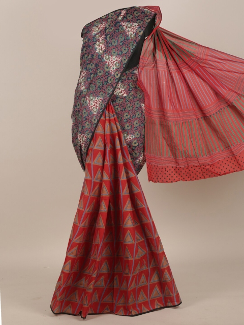 

Pothys Blue & Maroon Floral Pure Cotton Saree