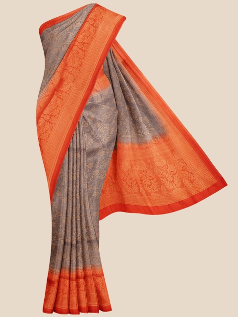 

Kalamandir Grey & Red Woven Design Zari Silk Blend Banarasi Saree