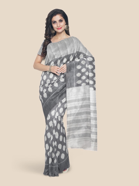 

KLM Fashion Mall Grey & Off White Printed Pure Cotton Saree