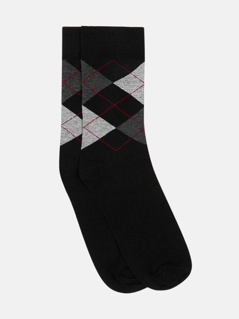 

RICHARD PARKER by Pantaloons Men Black Checked Ankle-Length Socks