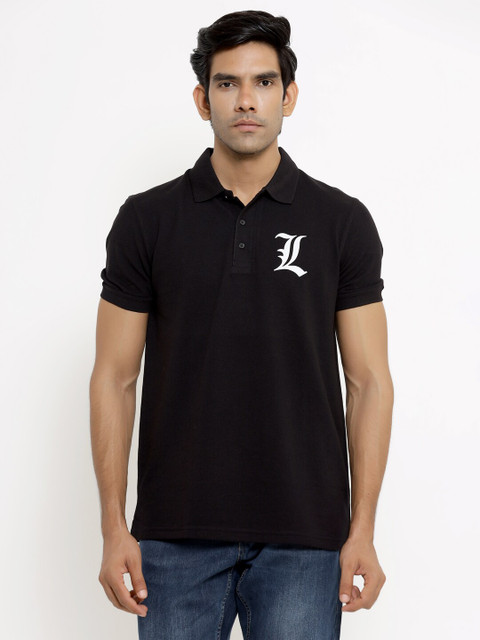 

ComicSense xyz Men Black Polo Collar T-shirt