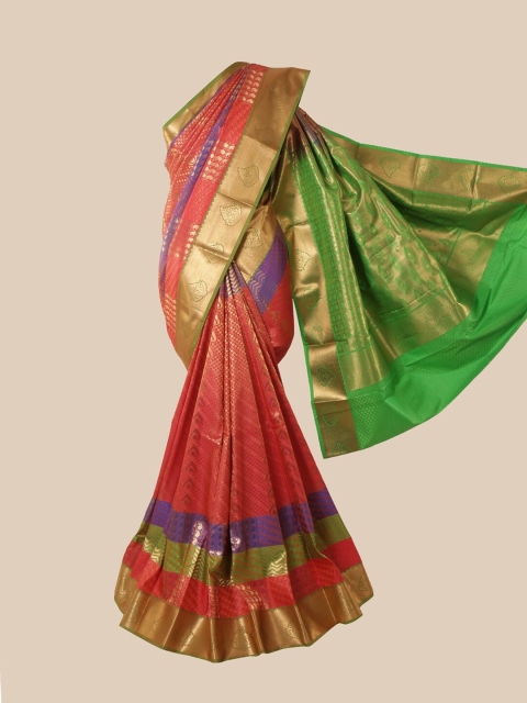 

Pothys Pink & Blue Warli Pure Silk Saree