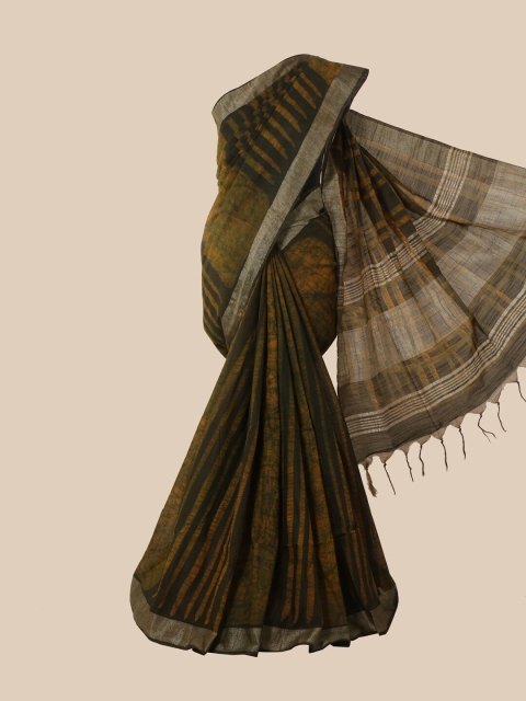 

Pothys Green Batik Jute Cotton Saree