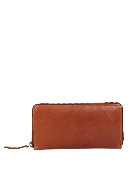 

Leather Zentrum Women Tan Brown Solid Leather Zip Around Wallet