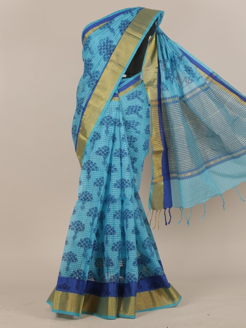 

Pothys Blue Floral Pure Cotton Saree