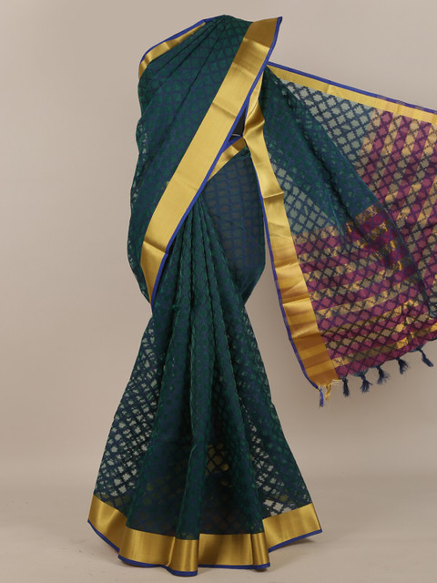 

Pothys Navy Blue & Green Zari Saree