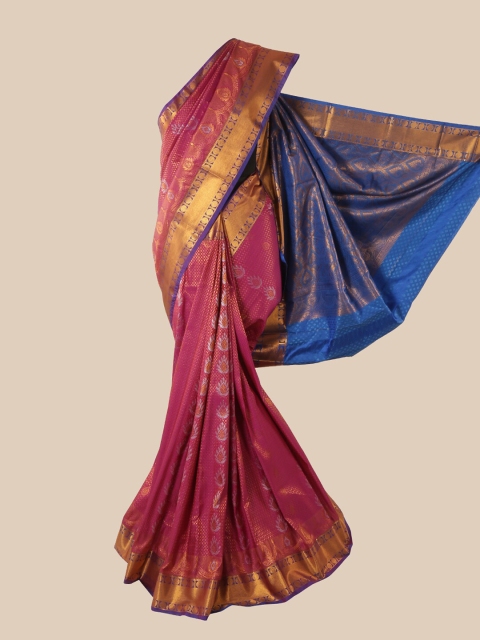 

Pothys Magenta & Gold-Toned Woven Design Pure Silk Saree