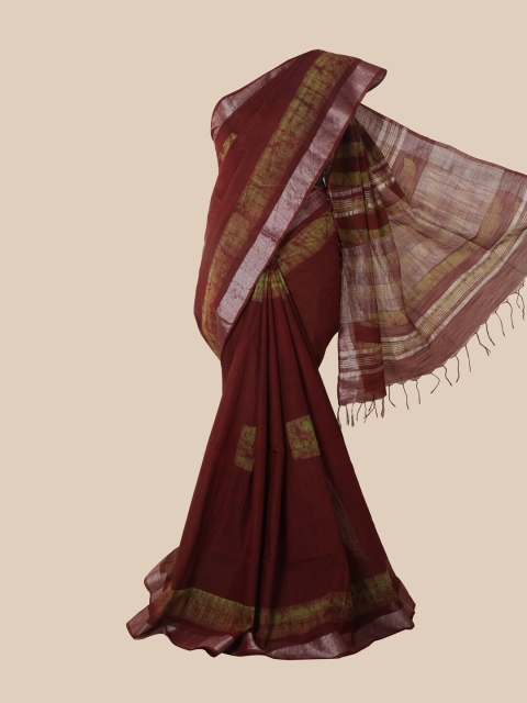 

Pothys Maroon Batik Jute Cotton Saree