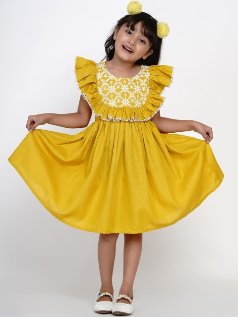 

Bitiya by Bhama Yellow Embroidered Dress