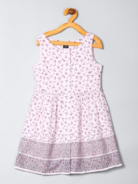 

GAP Girls Pink & Purple Floral Print Cotton Fit & Flare Dress with Ruffled Detail