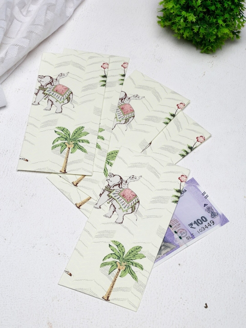 

Fabindia Set Of 5 Off-White & Grey Printed Paper Envelope