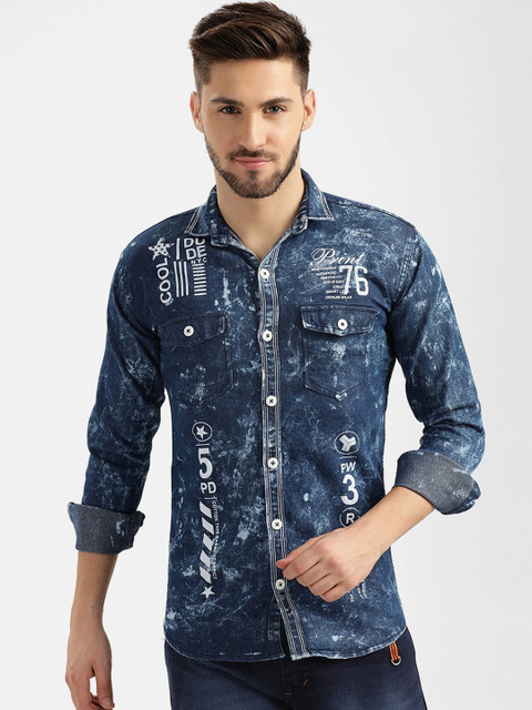 

V2 Value & Variety Men Blue Slim Fit Faded Casual Shirt