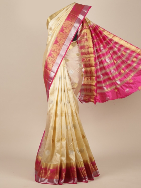 

Pothys Cream Woven Design Jute Silk Saree