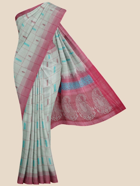 

Kalamandir Grey & Pink Woven Design Pure Cotton Venkatgiri Saree
