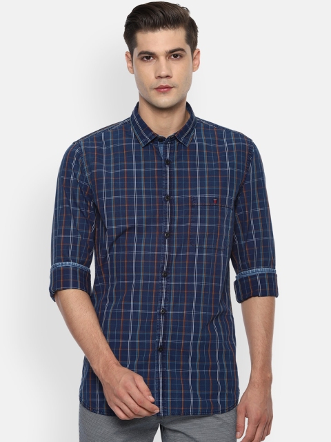 

Louis Philippe Jeans Men Navy Blue Slim Fit Checked Casual Shirt