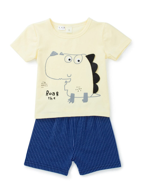 

Like A Boss Boys Off White & Blue Printed T-shirt with Shorts