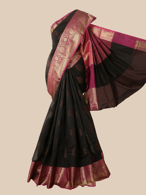 

Pothys Black & Pink Woven Design Cotton Blend Saree