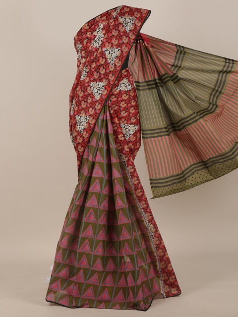 

Pothys Red & Green Pure Cotton Saree