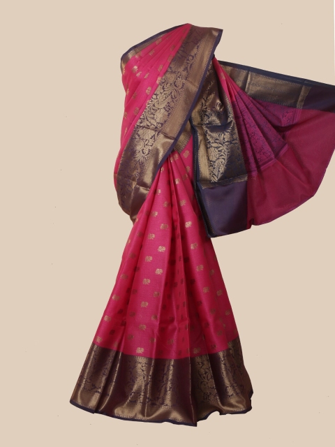 

Pothys Pink & Purple Ethnic Motifs Zari Jute Silk Saree