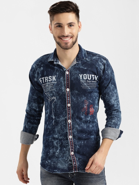 

V2 Value & Variety Men Blue Slim Fit Faded Casual Shirt