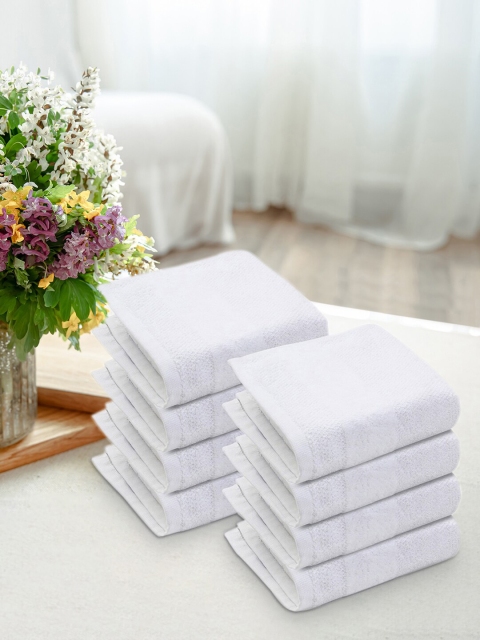 

Pure Home and Living Set of 8 White Striped Cotton 550 GSM Face Towels